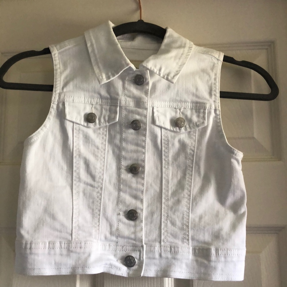 Cute girls white denim vest.